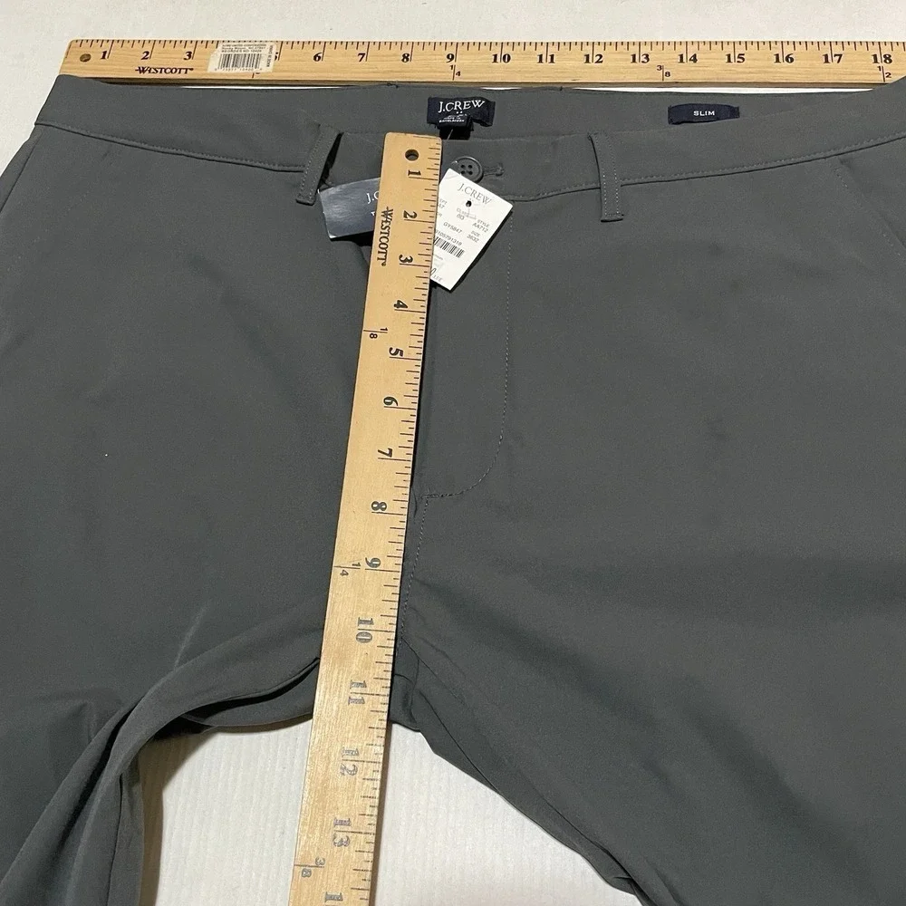 J.Crew Flex Tech Pants Mens 36 X 32 Slim Straight Gray Moisture Wicking NEW